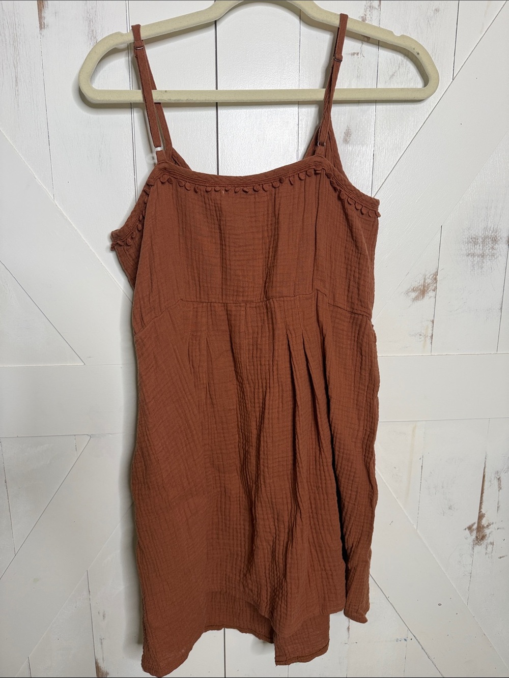 Z Supply Rust Button-Front Mini Dress with Spaghetti Straps - Picture 9 of 12